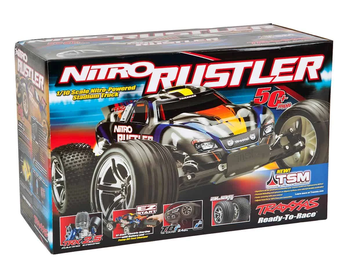 Traxxas Nitro Rustler: 1/10-Scale Nitro-Powered 2WD Stadium Truck Silver/Red 8 Traxxas Nitro Rustler: 1/10-Scale Nitro-Powered 2WD Stadium Truck Silver/Red - Image 6