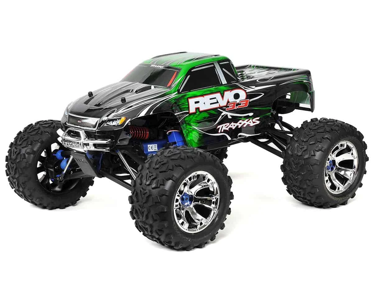 Traxxas Revo 3.3: 1/10 Scale 4WD Nitro-Powered Monster Truck with Telemetry Sensors with TSM Green 3 Traxxas Revo 3.3: 1/10 Scale 4WD Nitro-Powered Monster Truck with Telemetry Sensors with TSM Green