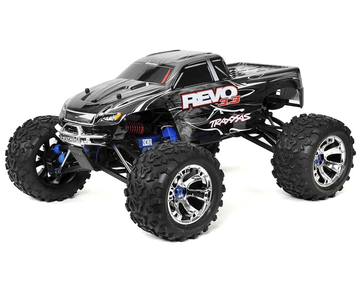 Traxxas Revo 3.3: 1/10 Scale 4WD Nitro-Powered Monster Truck with Telemetry Sensors with TSM Silver 3 Traxxas Revo 3.3: 1/10 Scale 4WD Nitro-Powered Monster Truck with Telemetry Sensors with TSM Silver
