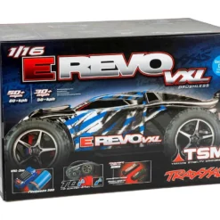 Traxxas E-Revo VXL: 1/16-Scale 4WD Racing Monster Truck with TSM Blue and Black -RC TRUCKS Outlet Shop tra71076 3 bluex 6