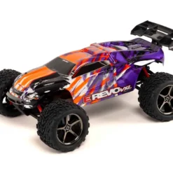 Traxxas E-Revo VXL 1/16 Scale 4WD Racing Monster Truck with TSM Orange and Purple