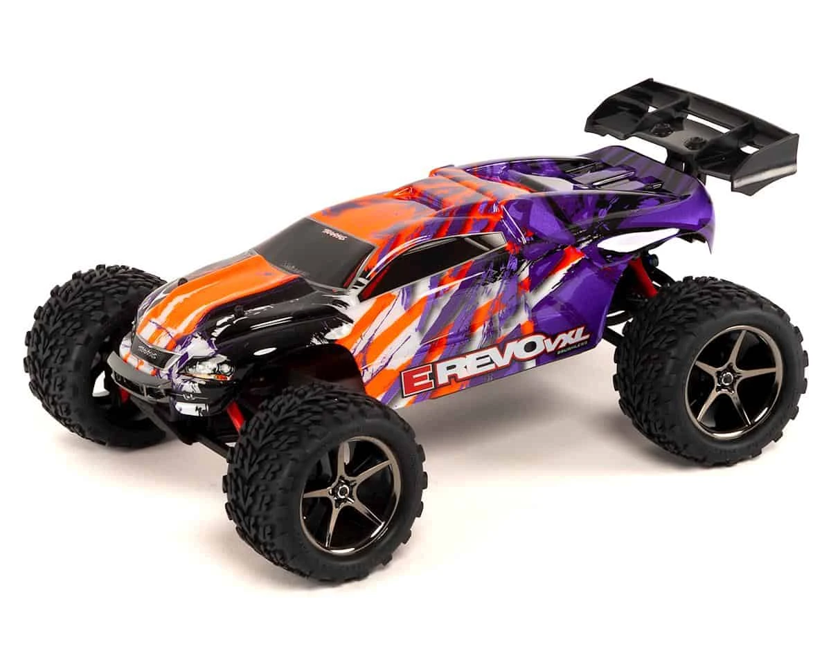 Traxxas E-Revo VXL 1/16 Scale 4WD Racing Monster Truck with TSM Orange and Purple 2 Traxxas E-Revo VXL 1/16 Scale 4WD Racing Monster Truck with TSM Orange and Purple