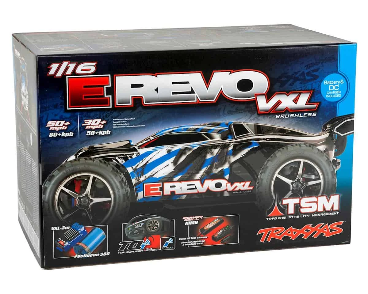 Traxxas E-Revo VXL 1/16 Scale 4WD Racing Monster Truck with TSM Orange and Purple 8 Traxxas E-Revo VXL 1/16 Scale 4WD Racing Monster Truck with TSM Orange and Purple - Image 7